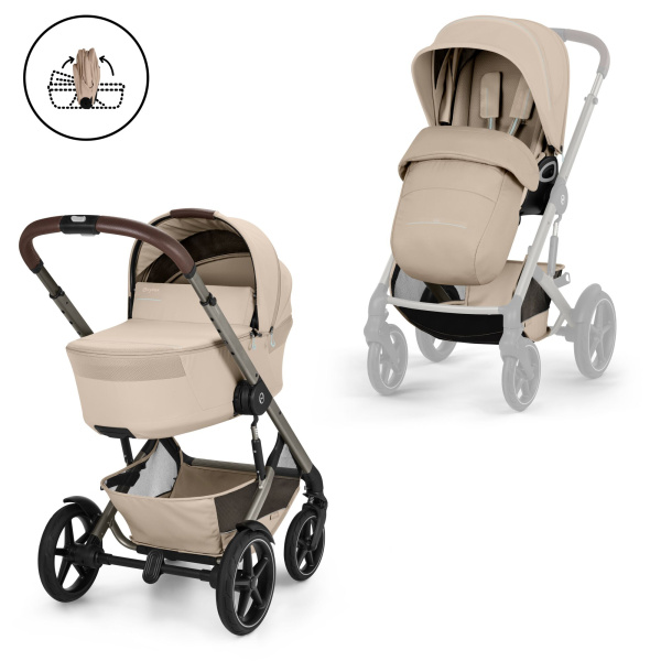 Poussette duo tout terrain talos s lux 4 avec nacelle pliable almond beige Cybex