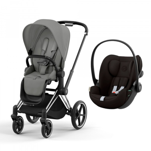 Poussette duo priam 4 sepia black châssis chrome black + siège auto cloud g i-size Cybex