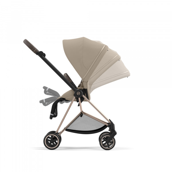 Poussette duo mios 3 cozy beige châssis rose gold + nacelle luxe Cybex