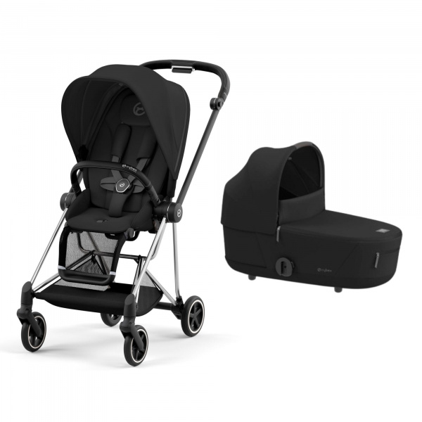 Poussette duo mios 3 sepia black châssis chrome black + nacelle luxe Cybex