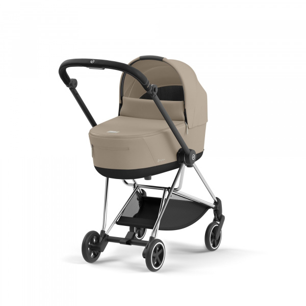 Poussette duo mios 3 cozy beige châssis chrome black + nacelle luxe Cybex