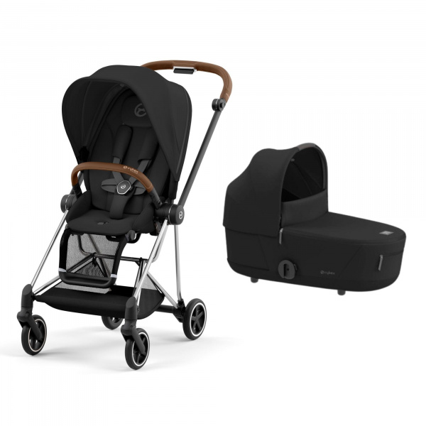 Poussette duo mios 3 off white châssis chrome brown + nacelle luxe Cybex