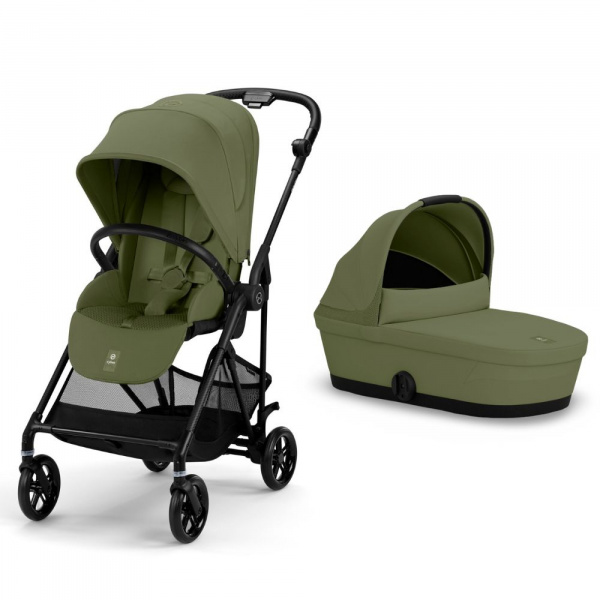 Poussette duo melio carbon moss green + nacelle melio cot Cybex