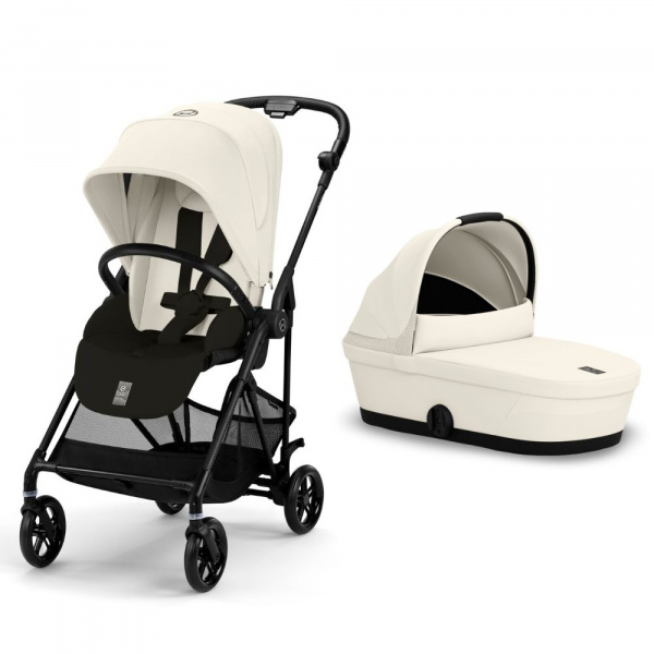 Poussette duo melio carbon canvas white + nacelle melio cot Cybex