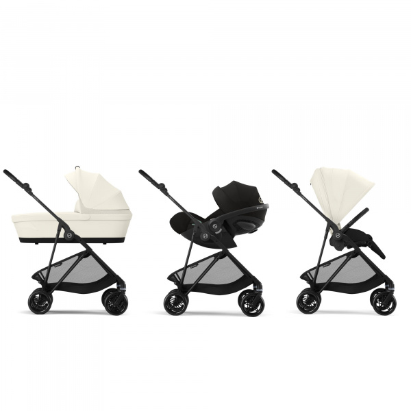 Poussette duo melio carbon canvas white + nacelle melio cot Cybex