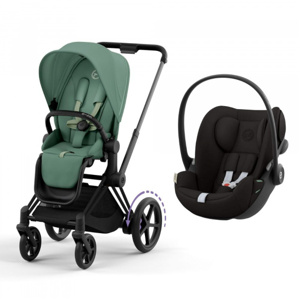 Poussette duo e-priam 2 leaf green châssis matt black + cloud g i-size Cybex