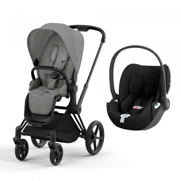 Poussette duo priam 4 mirage grey châssis matt black + siège auto cloud t i-size Cybex