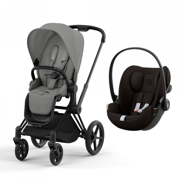 Poussette duo priam 4 mirage grey châssis matt black + siège auto cloud g i-size Cybex
