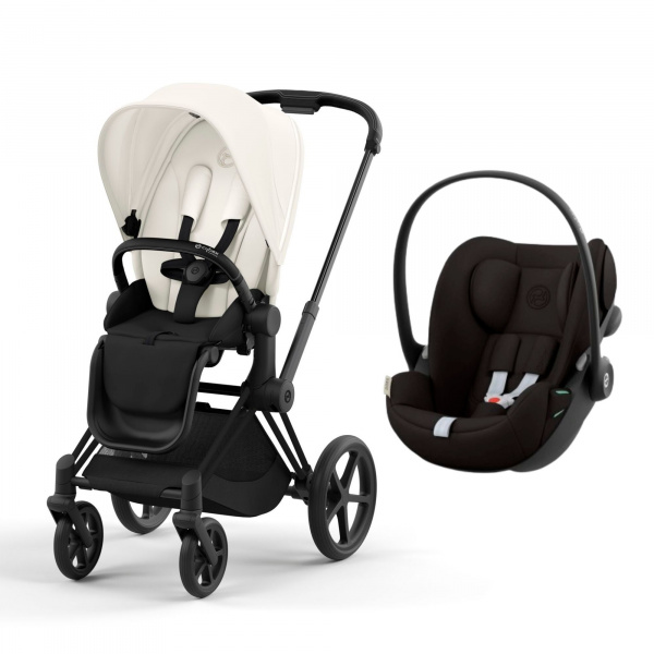 Poussette duo priam 4 off white châssis matt black + siège auto cloud g i-size Cybex