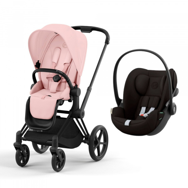 Poussette duo priam 4 peach pink châssis matt black + siège auto cloud g i-size Cybex