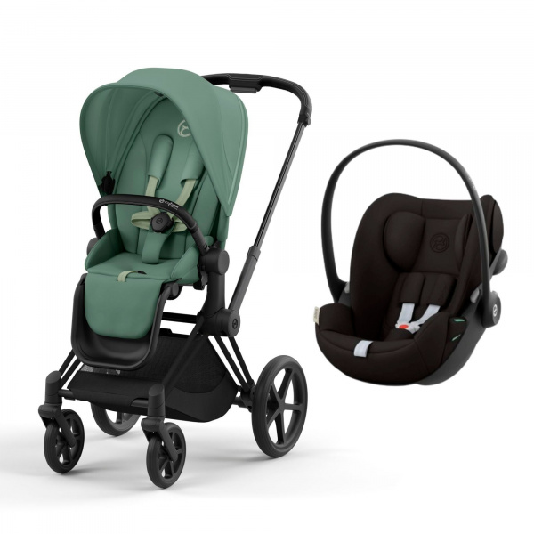 Poussette duo priam 4 leaf green châssis matt black + siège auto cloud g i-size Cybex