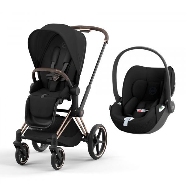Poussette duo priam 4 peach pink châssis rose gold + siège auto cloud t i-size Cybex
