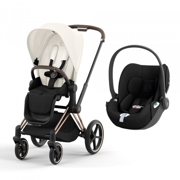 Poussette duo priam 4 peach pink châssis rose gold + siège auto cloud t i-size Cybex