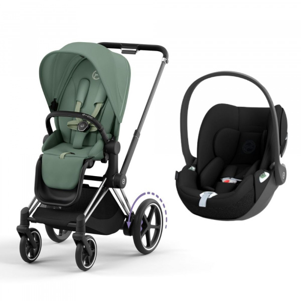 Poussette duo e-priam 2 cozy beige châssis chrome black + cloud t i-size Cybex