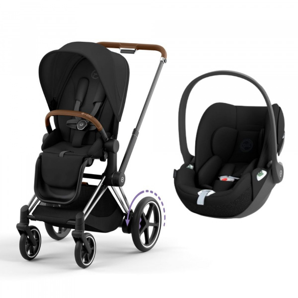 Poussette duo e-priam 2 sepia black châssis chrome brown + cloud t i-size Cybex