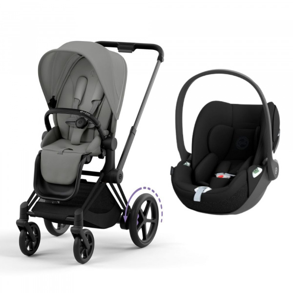 Poussette duo e-priam 2 mirage grey châssis matt black + cloud t i-size Cybex