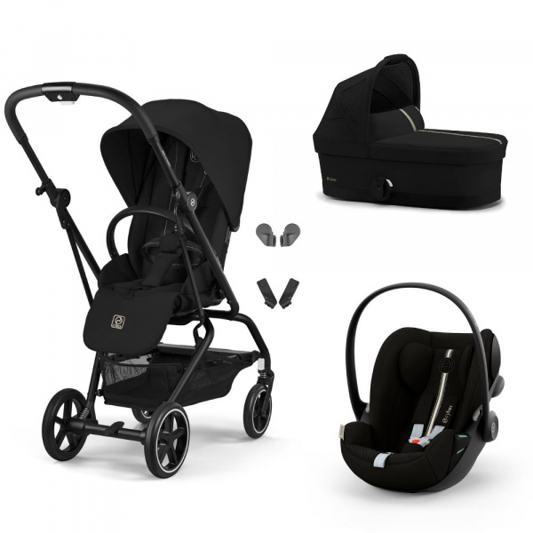 Poussette trio eezy s twist+ 2 pivotante magic black avec nacelle cot s et siège auto cloud g i-size tissu plus Cybex
