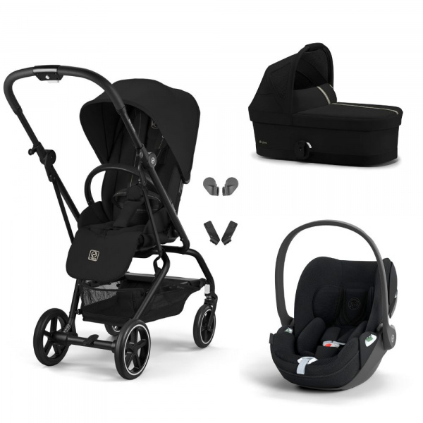 Poussette trio eezy s twist+ 2 pivotante magic black avec nacelle cot s et siège auto cloud t i-size tissu plus Cybex