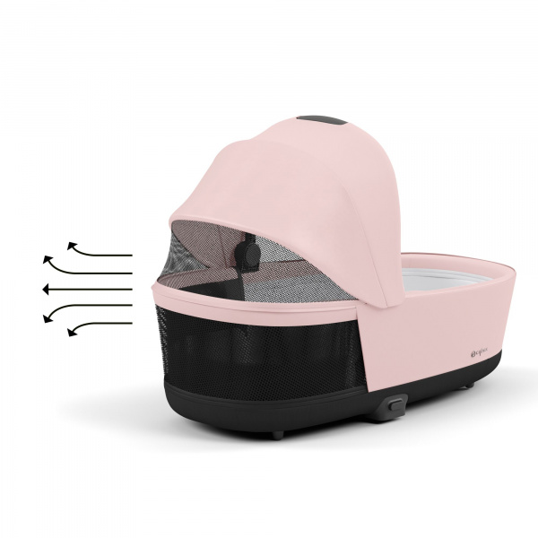 Poussette trio e-priam 2 peach pink châssis chrome brown + cloud g i-size + nacelle Cybex