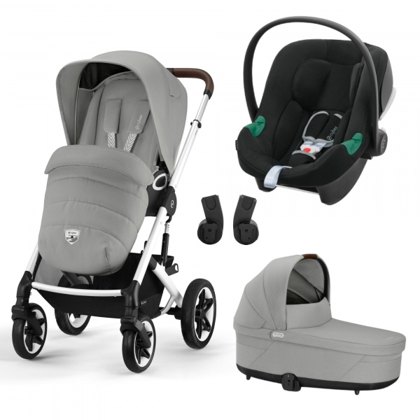 Poussette trio talos s lux 2 stone grey + siège auto aton b2 i-size + nacelle Cybex