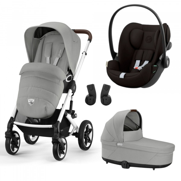Poussette trio talos s lux 2 stone grey + siège auto cloud g i-size + nacelle Cybex