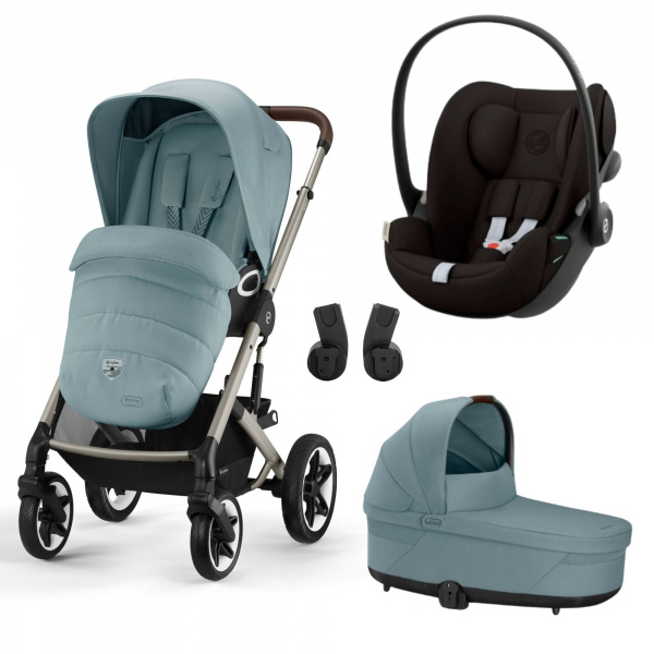 Poussette trio talos s lux 2 stormy blue + siège auto cloud g i-size + nacelle Cybex