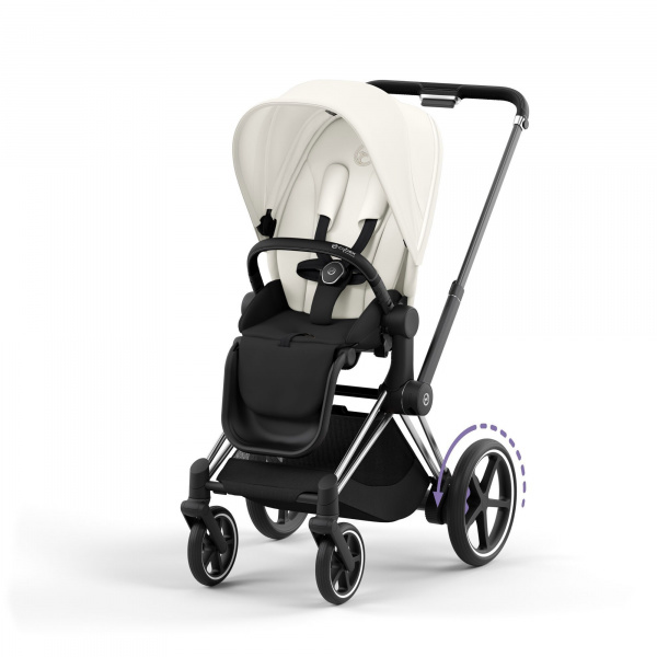 Poussette trio e-priam 2 off white châssis chrome black + cloud t i-size + nacelle Cybex