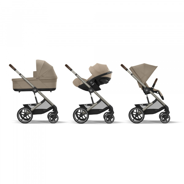 Poussette trio balios s lux 3 almond beige + siège auto cloud g i-size + nacelle + base g Cybex