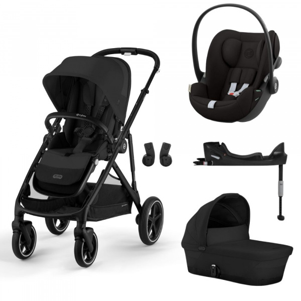 Poussette trio gazelle s moon black + siège auto cloud g i-size + nacelle s + base g Cybex
