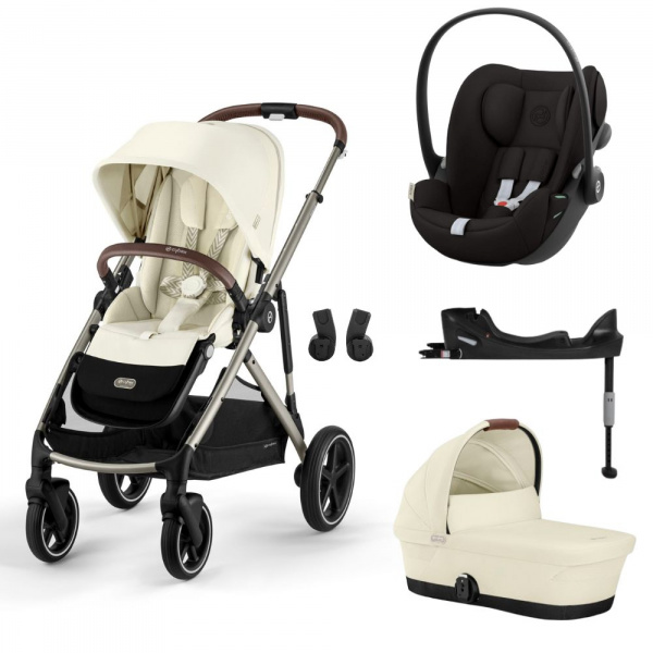 Poussette trio gazelle s moon black + siège auto cloud g i-size + nacelle s + base g Cybex