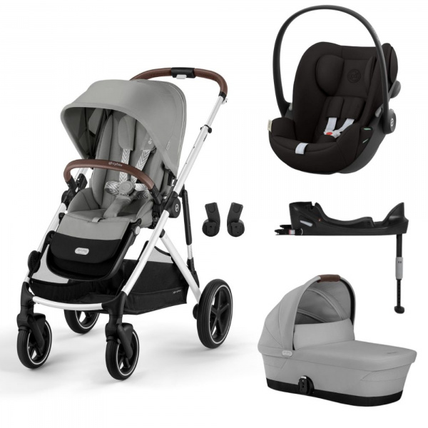 Poussette trio gazelle s moon black + siège auto cloud g i-size + nacelle s + base g Cybex
