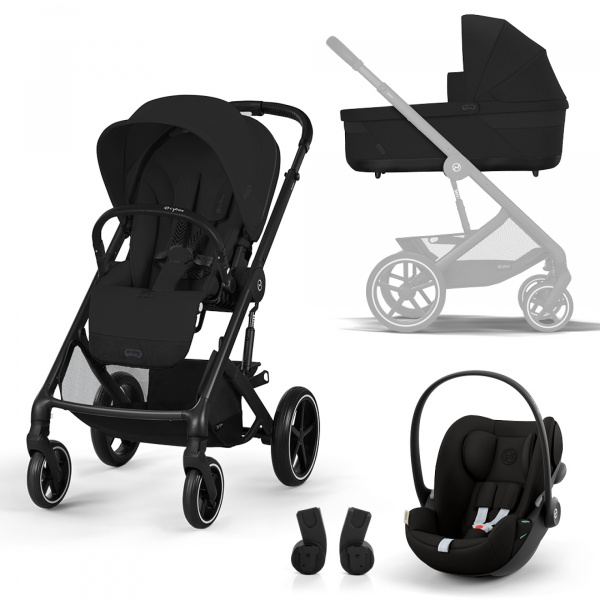 Poussette trio naissance balios s lux 3 moon black + siège auto cloud g i-size confort + nacelle - édition limitée Cybex