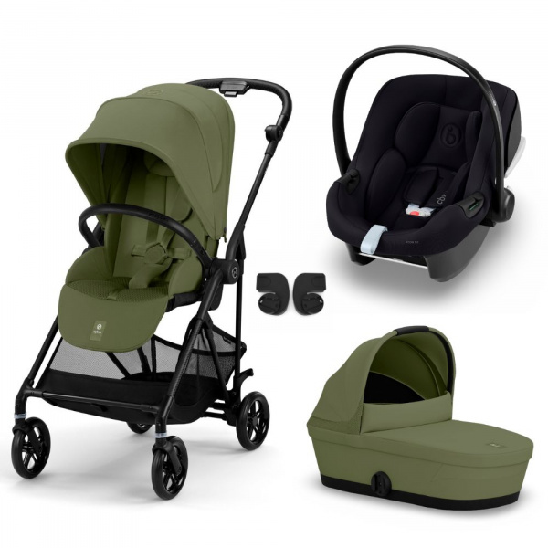 Poussette trio melio carbon stormy blue + aton b2 i-size + nacelle Cybex