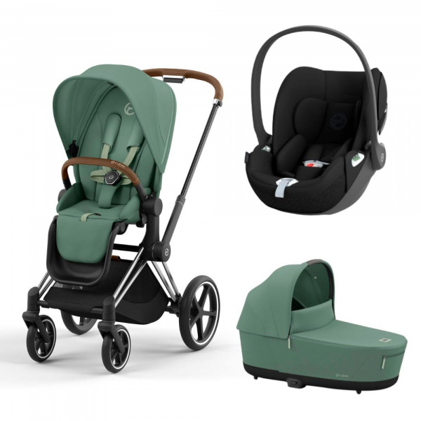 Poussette trio priam 4 mirage grey châssis chrome brown + cloud t i-size + nacelle luxe Cybex