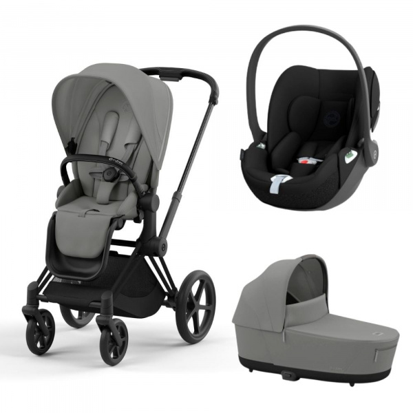 Poussette trio priam 4 mirage grey châssis matt black + cloud t i-size + nacelle luxe Cybex