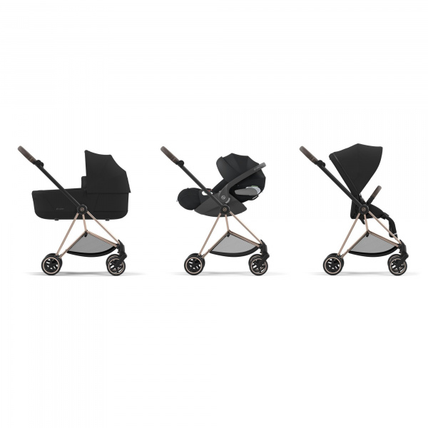 Poussette trio mios 3 cozy beige châssis rose gold + cloud t i-size + nacelle luxe Cybex