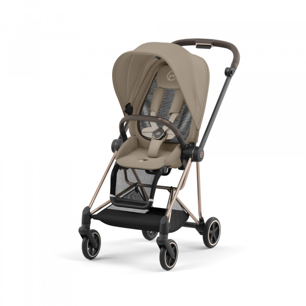 Poussette trio mios 3 cozy beige châssis rose gold + cloud t i-size + nacelle luxe Cybex