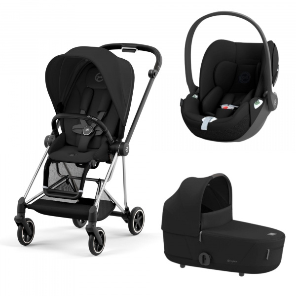 Poussette trio mios 3 sepia black châssis chrome black + cloud t i-size + nacelle luxe Cybex