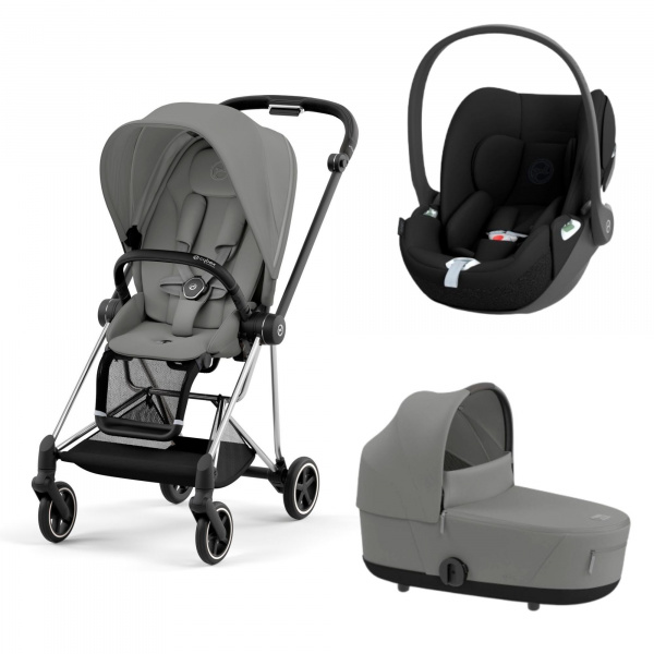 Poussette trio mios 3 sepia black châssis chrome black + cloud t i-size + nacelle luxe Cybex