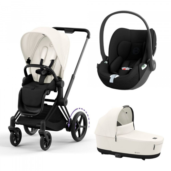 Poussette trio e-priam 2 mirage grey châssis matt black + cloud t i-size + nacelle Cybex