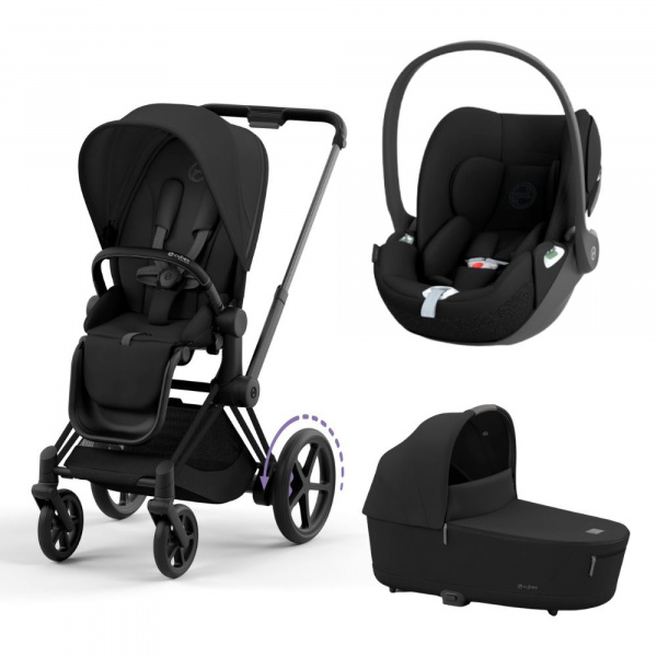 Poussette trio e-priam 2 mirage grey châssis matt black + cloud t i-size + nacelle Cybex