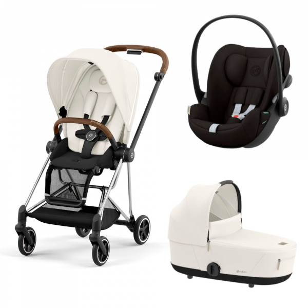 Poussette trio mios 3 sepia black châssis chrome brown + cloud g i-size + nacelle luxe Cybex