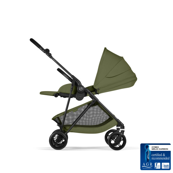 Poussette trio melio carbon 6 moss green avec siège auto cloud t i-size et nacelle Cybex