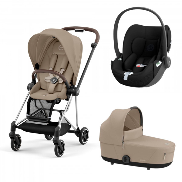 Poussette trio mios 3 sepia black châssis chrome brown + cloud t i-size + nacelle luxe Cybex