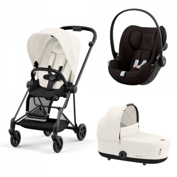 Poussette trio mios 3 off white châssis matt black + cloud g i-size + nacelle luxe Cybex
