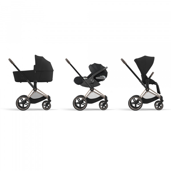 Poussette trio priam 4 peach pink châssis rose gold + cloud g i-size + nacelle luxe Cybex