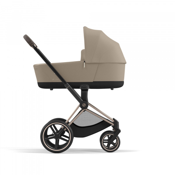 Poussette trio priam 4 cozy beige châssis rose gold + cloud g i-size + nacelle luxe Cybex