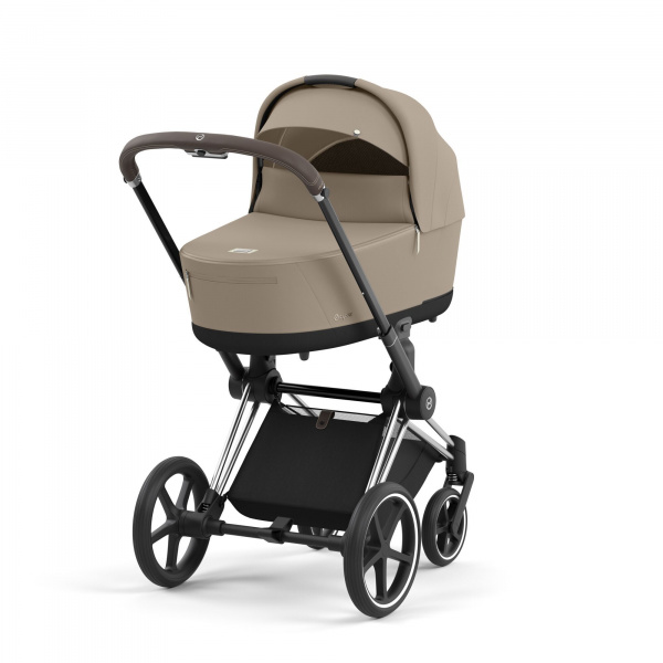 Poussette trio priam 4 cozy beige châssis chrome brown + cloud g i-size + nacelle luxe Cybex