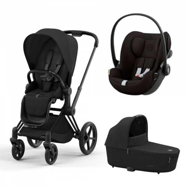 Poussette trio priam 4 sepia black châssis matt black + cloud g i-size + nacelle luxe Cybex