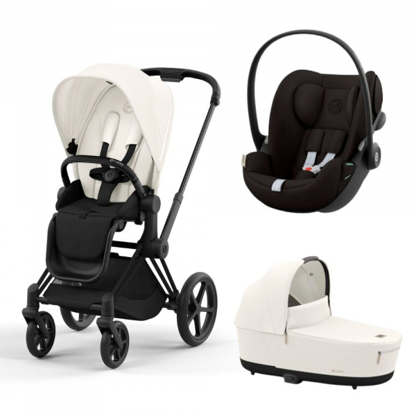Poussette trio priam 4 sepia black châssis matt black + cloud g i-size + nacelle luxe Cybex